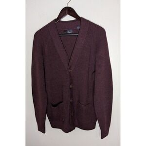 Hart Schaffner Marx Men Cardigan Sweater Size L Merino Wool Dark Academia Preppy